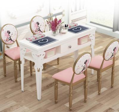 China Modern Nail Tables Cheap Nail Table Salon Manicure Salon Table Tech Manicure Office Stools Dual Chair Desk for sale