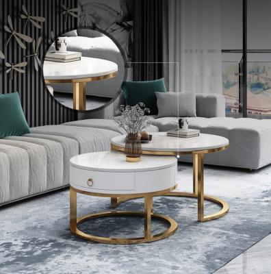 China Stainless Steel Factory Directly Stunning Tea Coffee Storage Coffee Table And Marble Top Metal Table With Drawer for sale