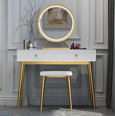 China Wooden makeup table dresser mirror (other) adjustable light luxury bedroom small simple modern apartment for sale