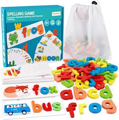 China Office Kindergarten Educational Spelling Learning Toy Wooden Alphabet Flash Cards Sight Words Matching ABC Letter Recognition Game for sale