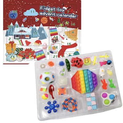 China Silicone Christmas Gifts Advent Calendar Stress Reliever Bubble Toys Christmas Stirrer Sensory Toys Stir Advent Calendars for sale