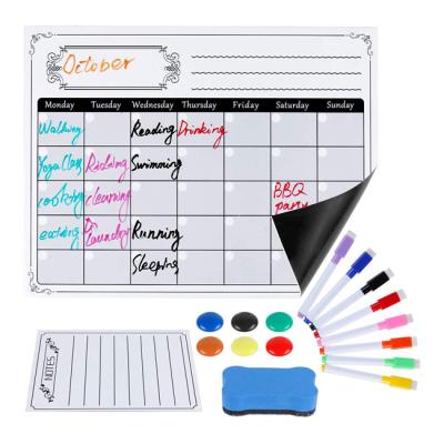 China Form Magnetic Dry Erase Calendar for Fridge with Magnetic Notes List Kitchen Fridge Calendar Note Board for sale