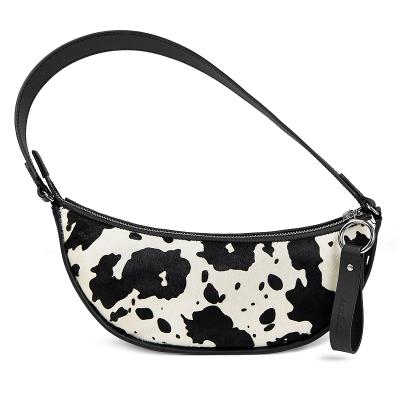 China Fashion Genuine Leather With Cow Pattern Tote Bag Having Banana Shape Clutch Bag for sale