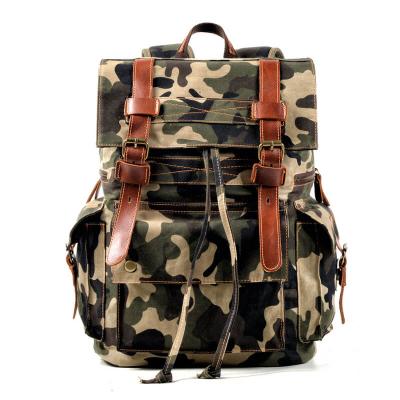 China 2022 new style waxed canvas camping backpack mountain waterproof hiking military tactical bags for men for sale