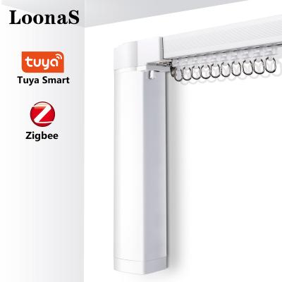 China Desktop Loonas APP RF Remote Control Amazon Alexa Smart Voice and Google Assistant Tuya Zigbee Smart Electric Curtain Motor System for sale