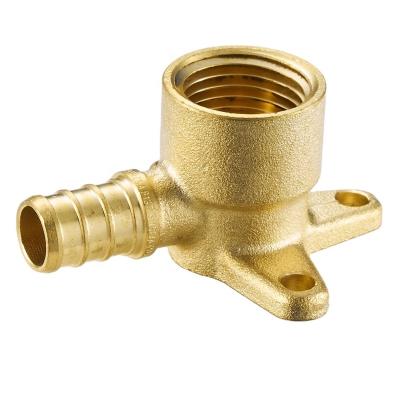 China Hose Lines Connect Factory Supply F1807 Standard Female Seated Brass Drop Ear Elbow Adapter Crimp Pex Fitting Factory Supply for sale