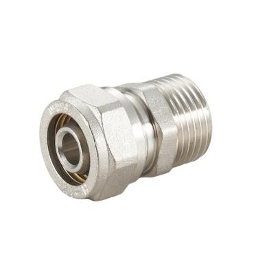 China Factory Supply Brass Male Thread Straight Tube Nickel Plated Connector Compression Coupling Fitting For Pex-Al-Pex Pipe for sale