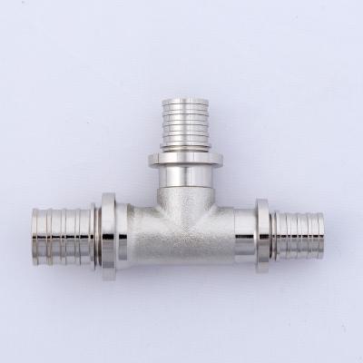 China T16 T20 T25 Brass 3 Way Equal Shape Brass Tube T Tee Male Tube Pipe Fitting Connector for sale