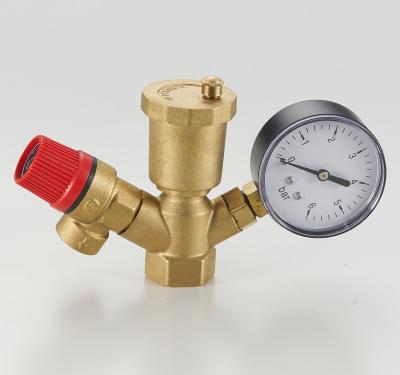 China General China Supplier High Quality 1inch Boiler Safety Safety Valve Set Brass Safety Valve With Pressure Gauge for sale