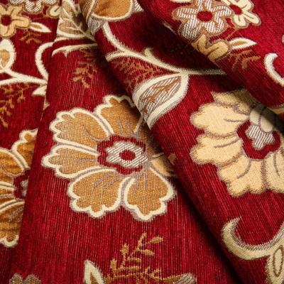 China Polyester hot selling floral chenille jacquard sofa fabric fire retardant fabric of anti bacterial for sale