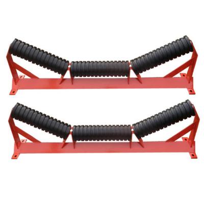 China Mining Industry Impact Roller Rubber Rings Coated Conveyor Roller Troughing Idler for sale