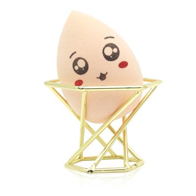 China Wholesale Stainless Steel Hexagon Metal Makeup Sponge Holder With Drying Puff Cosmetic Holder for sale