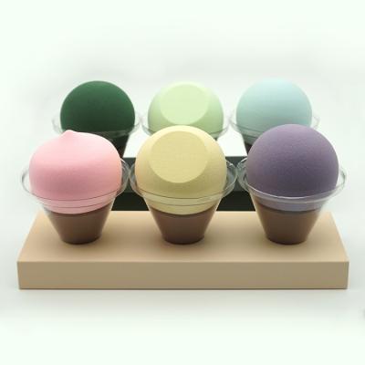 China Wholesale Shaped Non-latex Ice Cream Makeup Egg Makeup Sponge Beauty Cosmetic Base Blows Sponge In Jar for sale