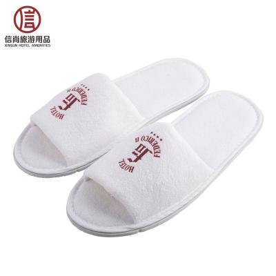 China Soft Custom Disposable Hotel Slippers Wholesale Logo Terry Towel Slipper for sale