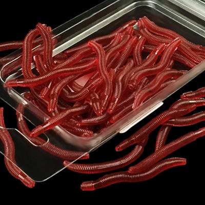 China PVC 50pcs Baits Bionic Soft Lure Red Worm Earthworm Trout Fishing Tackle for sale