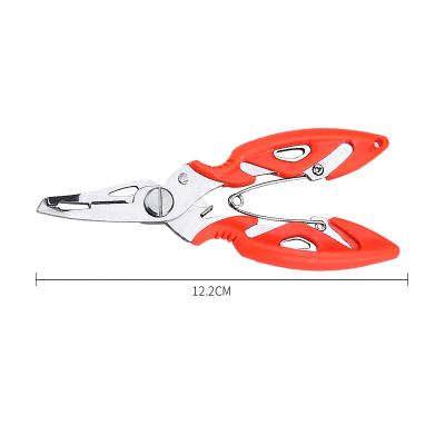 China 2CR13 stainless steel+ABS stainless steel multifunctional open loop mini fishing scissors fishing pliers with nylon bag for sale