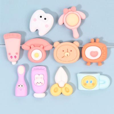 China Worldwide Flatback Resin Toothbrush Scissors Cup Alarm Clock Phone Comb Toothpaste Mirror Resin Charm Cabochons For Mud Phone Case for sale