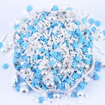 China Worldwide Christmas Snowflakes White Polymer Clay Sprinkles Slices White Snowflakes For Mud Crafts Nail Deco Tumbler Resin Fillers for sale