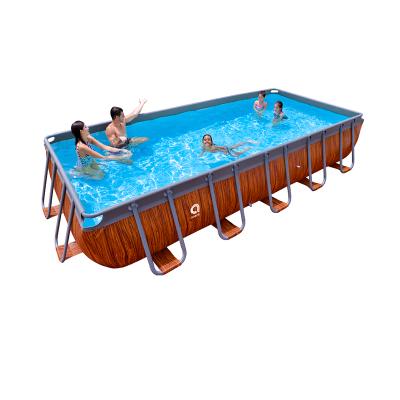 China Jilong Avenli 17823 Passaat Rattan Design Steel Frame Rectangular Swimming Pool Family Rectangular Swimming Pool 400cm x 200cm x Frame for sale