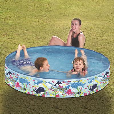 China Rigid jilong 57140 sea wall pool 120*25cmfree-installation PVC rigid kids pool animal outdoor play pool for sale