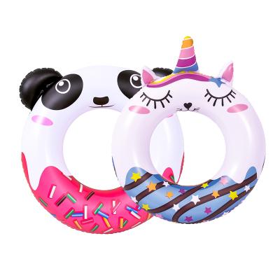 China Panda& shy unicorn assorted jilong 37595 donut design lovely water animal inflatable float ring for kids panda­ unicorn assorted for sale