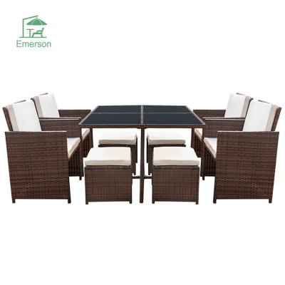 China EMERSON Modern Bistro Sectional Patio Sofa Garden Table Set Outdoor Aluminum Rattan Sofa Set Wicker Rattan Furniture for sale