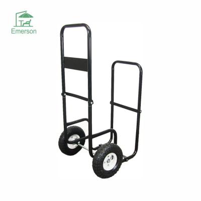 China Outdoor high-temperature spray treatment is not easy to oxidize EMERSON Portable Firewood Storage Rack Iron Firewood Log Rack Firewood Log Cart Carrier Outdoor Firewood Rack for sale