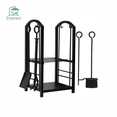 China Outdoor high temperature spray treatment is not easy to oxidize EMERSON Firewood Storage Rack Log Rack Outdoor Backyard Iron Firewood Rack for sale