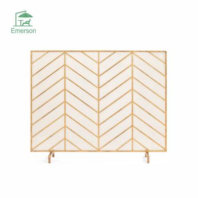 China Modern EMERSON Patio Garden Decorative Fireplace Accessories Gold Metal Fireplace Screen for sale