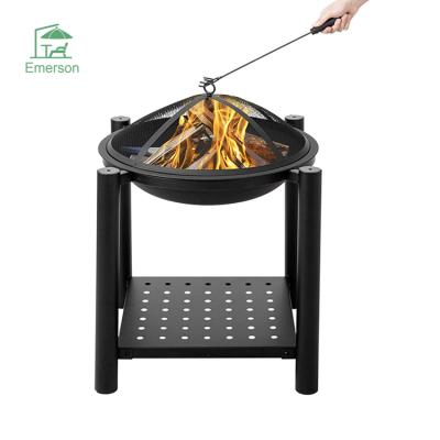 China EMERSON New Design Outdoor Garden Metal Stocked Steel Fire Pit With Firewood Frame for sale