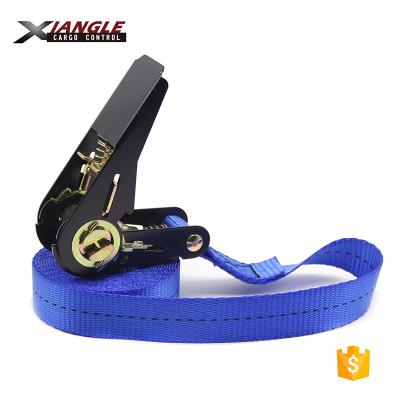 China Polyester 25mm Ratchet Cargo Ratchet Tie Down Strap With Black Handle for sale