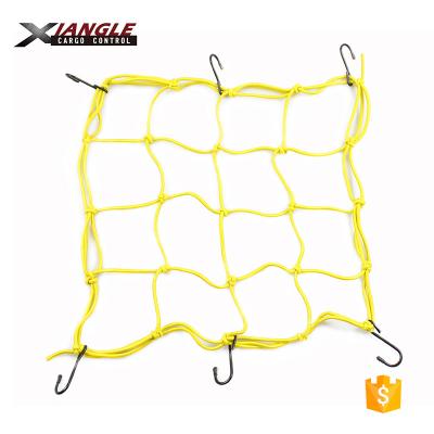 China Colorful PP Yarn+rubber Yarn/Latex Yarn 38cm*38cm Motorcycle Safety Net Cargo Webbing Cargo Nets Bungee Nets With Hooks for sale