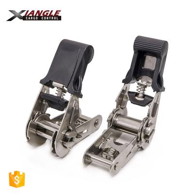 China 25mm webbing new products 1inch 304 stainless steel ratchets buckle with rubber grip for sale