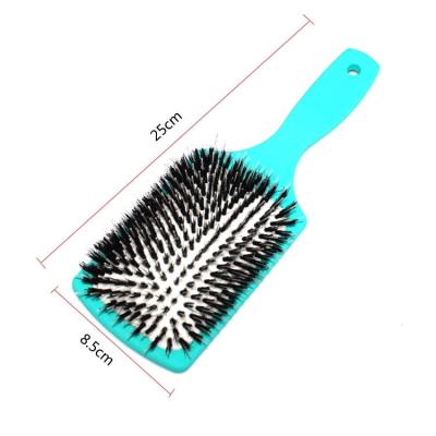 China Compact Hot Selling Natural Square Hair Brush Massage Hair Brush Square Boar Straighten Paddle Blended Nylon Hair Brush for sale