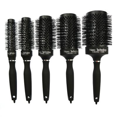 China Professional 4G Nano Technology Ceramic Hair Brush Salon Barber Hair Styling Tools Straighten Hair Brush for sale