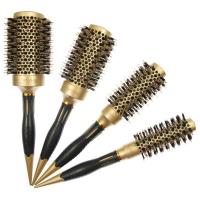 China Professional Waterproof Logo Hair Brush Salon Custom Barber Sculpt Hair Extension Brush Round Ceramic Hair Brush for sale