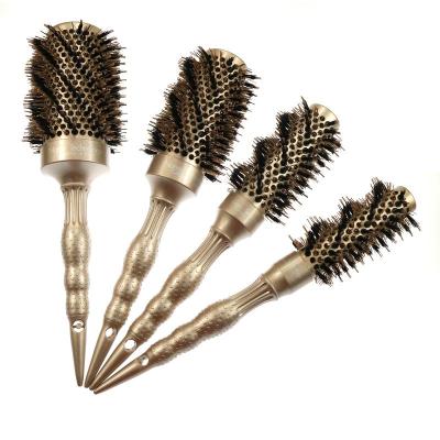 China Professional Hairdresser Nano Ceramic Paddle Brush Round Hair Brush Salon Styling Boar Bristle Hair Brush for sale