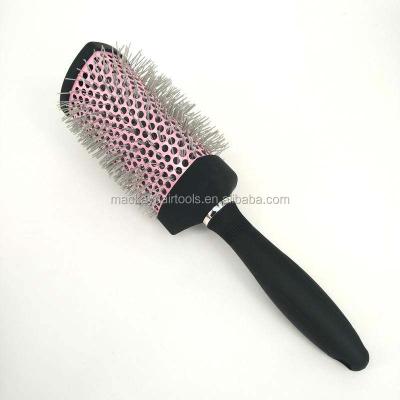 China Aluminum Tube Triangle Hair Brush Contract Customized Logo Rotating Round Hair Brush for sale