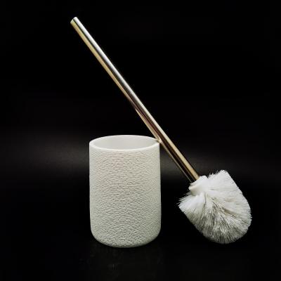 China Eco-Friendly Factory Sustainable Toilet Brush Holder Set Polyresin Bathroom Cleaner Brush Set for sale