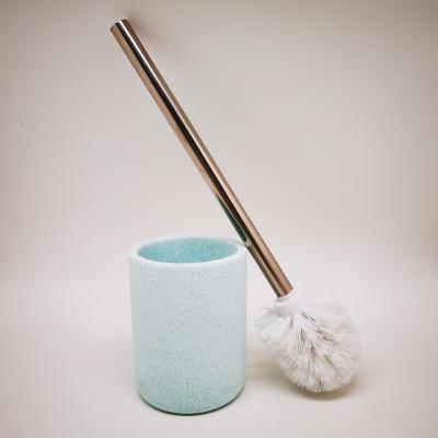 China Latest Sustainable Bathroom Cleaning Polyresin Toilet Bowl Brush With Holder Bathroom Toilet Brush Holder for sale