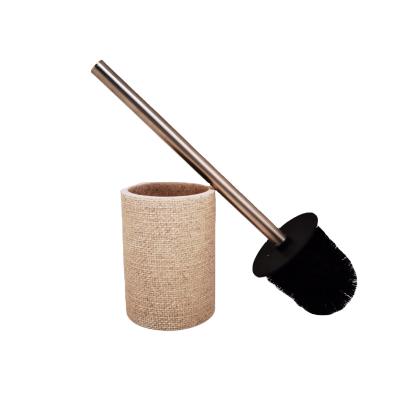 China Factory Wholesale Polyresin Viable Toilet Brush Beige Toilet Brush With Holder Set Toilet Brush for sale