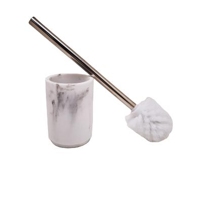 China Customized Effect Polyresin Toilet Reading Brush Bathroom Toilet Brush and Viable Marble Holder Set for sale