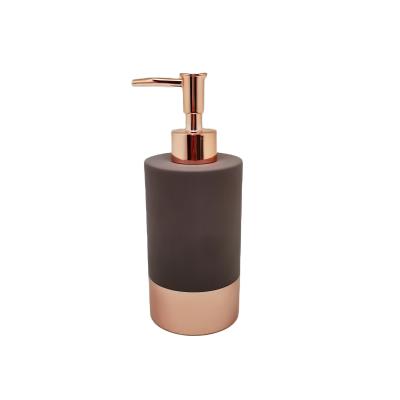 China Viable Hot Sale Elegant Matte Rose Golden Painting Base Bathroom Accessories Cement Concrete Soap Dispenser for sale