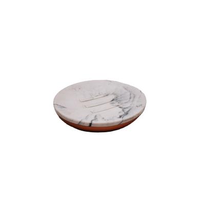 China Sustainable and Home Hot Selling Modern Eco-friendly Marble-Textured Hotel Bathroom Accessory Polyresin Soap Dish for sale