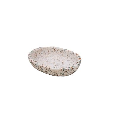 China Sustainable Stylish Modern Polyresin Terrazzo Bathroom Accessories Soap Dish For Home And Hotel for sale