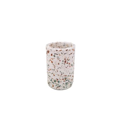 China Polyresin Terrazzo Bathroom Accessories Tumbler Sustainable Stylish Modern For Home And Hotel for sale