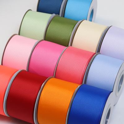 China Factory Wholesale Custom 100yards Recyled Roll 196 Colors Polyester Grosgrain Coarse Grain Ribbon for sale