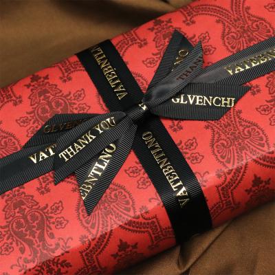 China Customized Recyled Factory Free Sample Eco-friendly 3D Logo Soft Relief Embossed Printed Grosgrain Ribbon For Gift Wrapping Decoration for sale