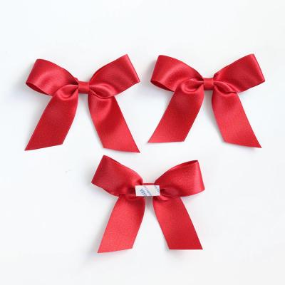 China Luster Pre Made Small Satin Self Adhesive Ribbon Bow For Gift Wrapping Decoration for sale