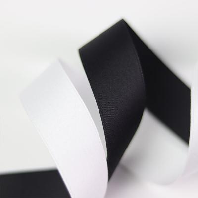 China Recyled Customized Single Face Double Face Black White Polyester Cotton Ribbon for sale